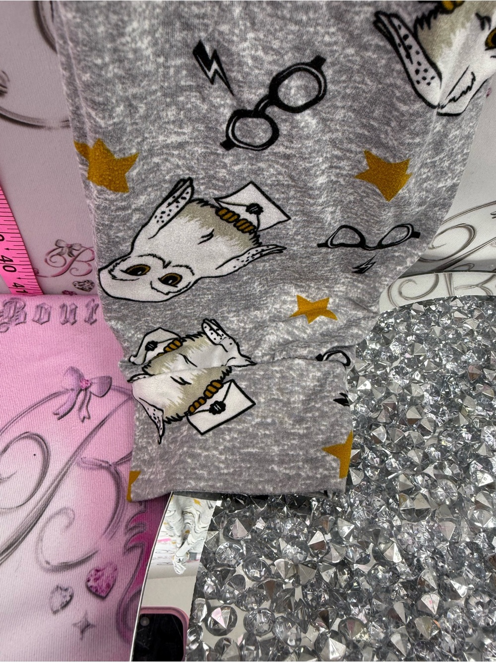 Harry Potter pants joggers pj stretchy soft Gray Owl Print Jogger Sweatpants - Picture 10 of 16